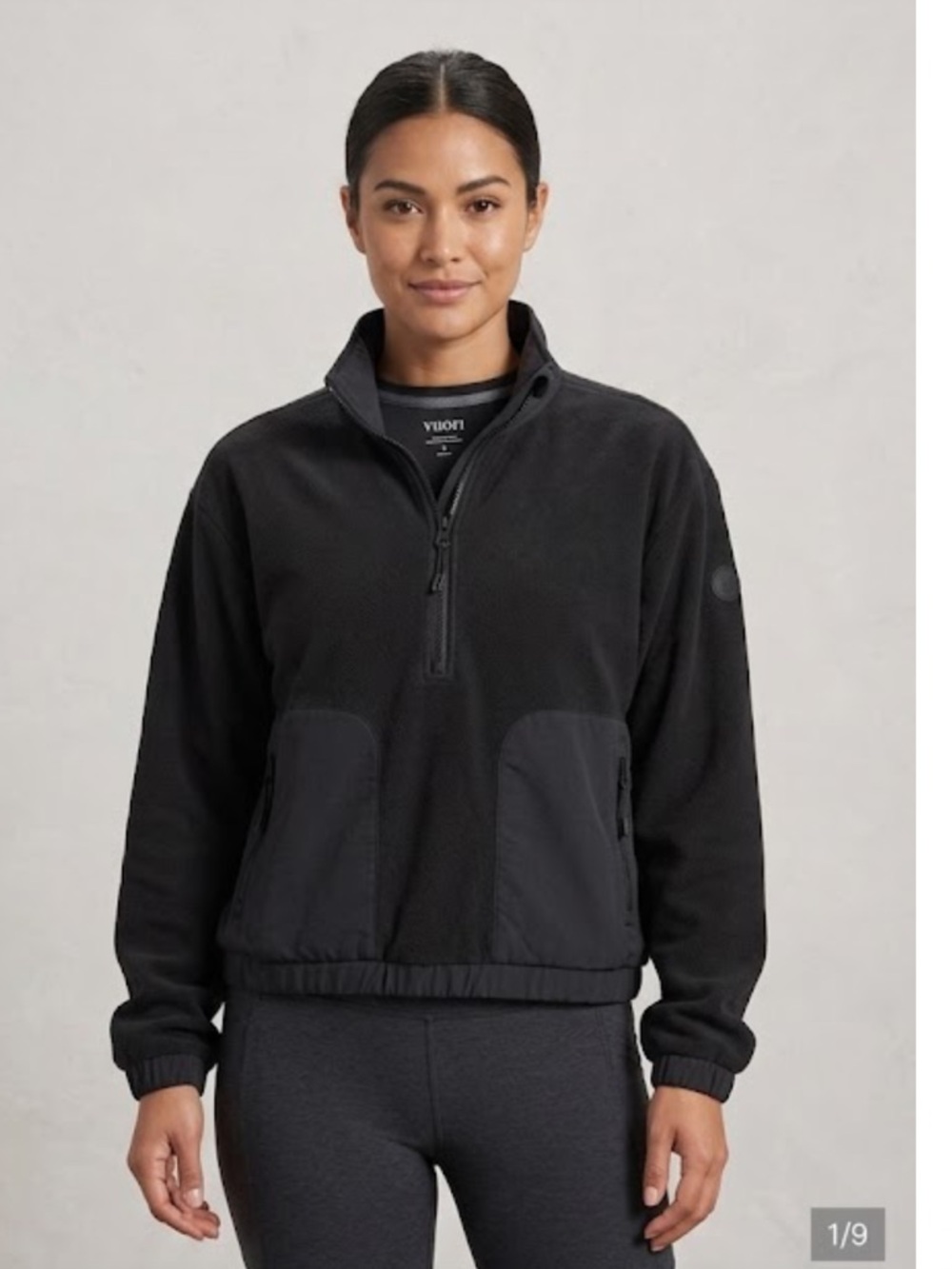 Vuori Black Half-Zip Fleece Pullover with Zippered Pockets